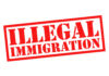 Red illegal immigration stamp on white background