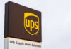 UPS Supply Chain Solutions sign logo displayed outside