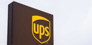 UPS Supply Chain Solutions sign logo displayed outside