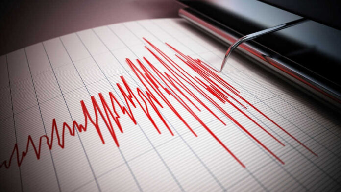 Seismograph recording earthquake