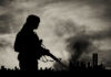 Silhouette of Armed Soldier