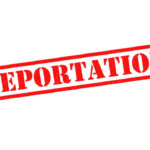Red deportation stamp on white background