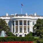 White House with trees and fountain