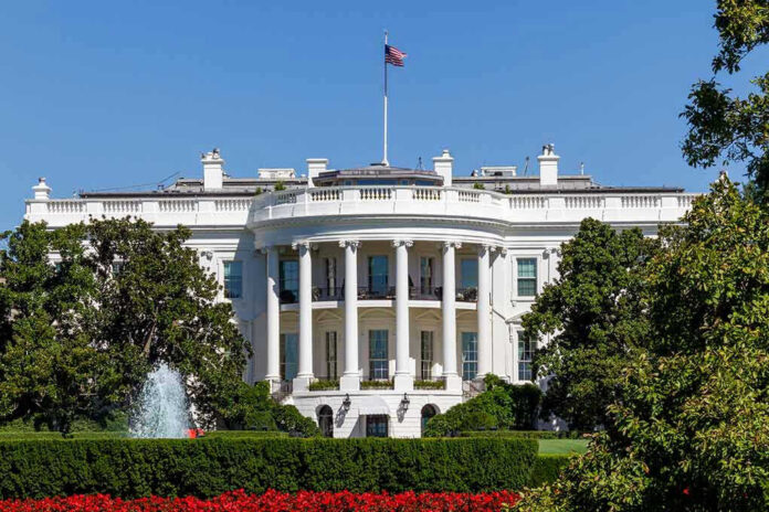 White House with trees and fountain