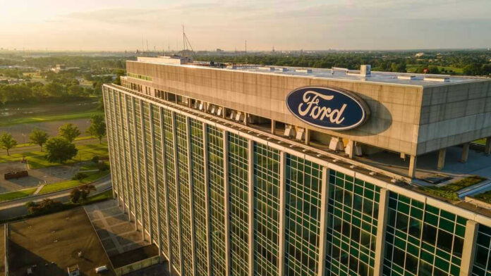 Ford headquarters building aerial view