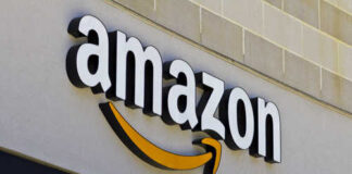 Amazon logo displayed on a storefront