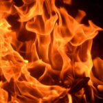 Close-up of vibrant flames with an orange glow