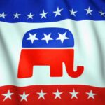 Congressman’s Death STUNS GOP Majority Republican Party elephant logo on American flag background.