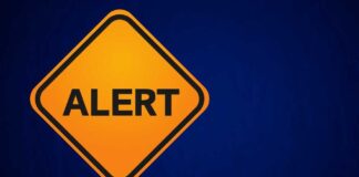 Orange alert sign with the word 'ALERT' displayed prominently