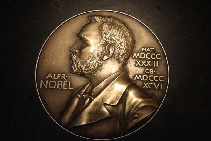 Bronze medal featuring a profile of Alfred Nobel