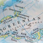 Close-up of a map showing Greenland and its geographical features