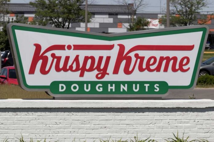 Krispy Kreme doughnuts sign displayed outside a store