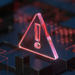 Cyber War Alert Hits U.S. Banks Red warning symbol on a dark digital background