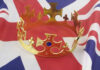 Gold crown on a Union Jack flag.