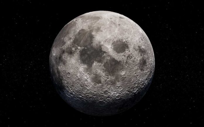 A detailed view of the moon against a black background