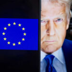 EU Snubs Trump – Strait Crisis Continues European Union flag next to Donald Trumps face