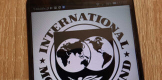 Logo of the International Monetary Fund displayed on a smartphone