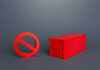 Chokepoint Shutdown Triggers Global Aid Panic A red prohibition sign next to a red shipping container