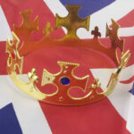 Gold crown on a Union Jack flag.