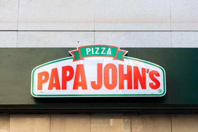 Sign of Papa John's pizza restaurant