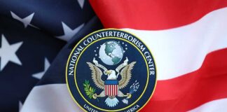 National Counterterrorism Center emblem on an American flag background