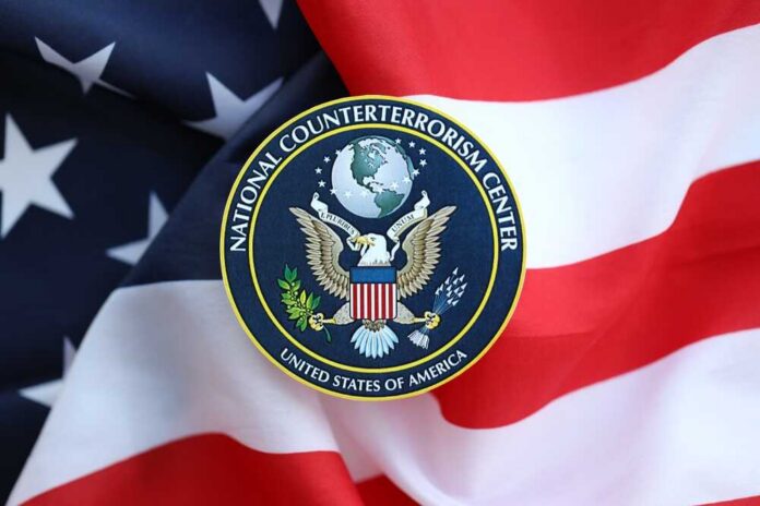 National Counterterrorism Center emblem on an American flag background