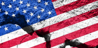 Cracked American flag