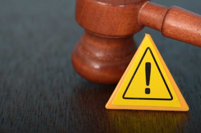Justice,In,Action:,The,Gavel,And,Warning,Sign,Symbols,Of