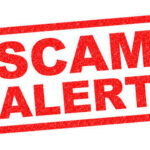 TERRIFYING New Scam Empties Bank Accounts Red stamp with the words SCAM ALERT in bold letters
