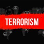 TERROR Plot EXPOSED — Migrant’s Phone Reveals ALL Graphic representation of terrorism with peace symbols and a bold red stripe