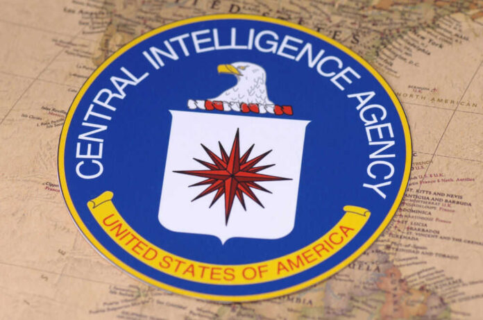 shutterstock_782267047 Central Intelligence Agency emblem on a world map.