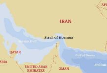 100 Million Barrels — Trump’s Covert Mission Map showing the Strait of Hormuz and surrounding countries