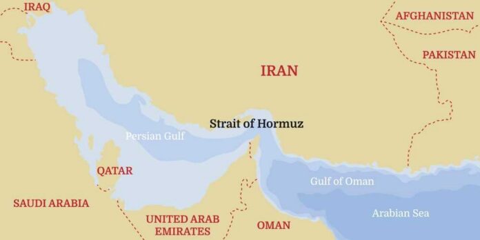shutterstock_2748827503 Map showing the Strait of Hormuz and surrounding countries
