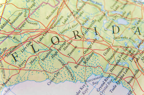 Geographic,Map,Of,Florida,Close A detailed map of Florida showing roads and geographic features