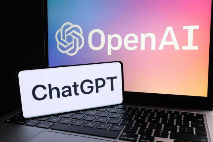 shutterstock_2240464447 OpenAI ChatGPT logos on laptop and smartphone screens.