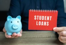 Default Avalanche Hits — 9 Million And Rising A blue piggy bank and a red notebook displaying 'STUDENT LOANS'