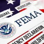 FEMA, Department of Homeland Security, disaster-related terms, American flag.