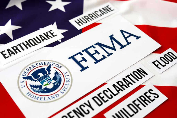 2053517231 FEMA, Department of Homeland Security, disaster-related terms, American flag.