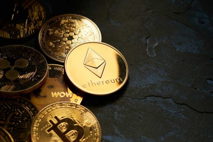 Various,Golden,Cryptocurrencies,Highlighting,Ethereum,Coin,With,Dark,Textured,Background President Donald Trump