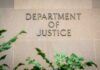 DOJ Backtrack Stuns Lincoln Memorial Case Department of Justice building wall with engraved lettering