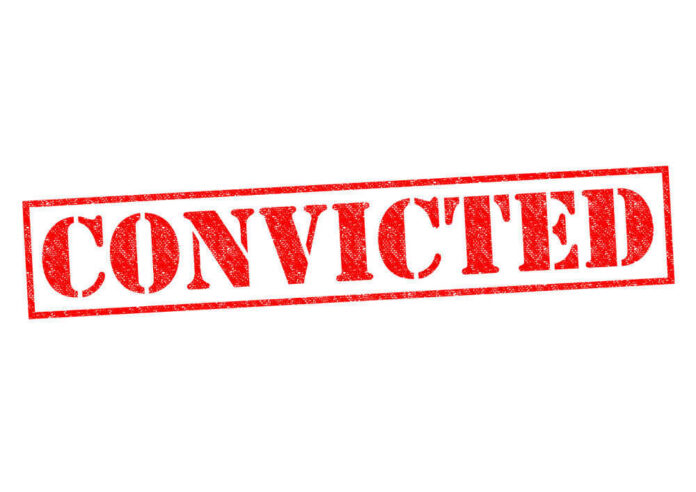 shutterstock216272110jpg Red stamped text convicted on white background