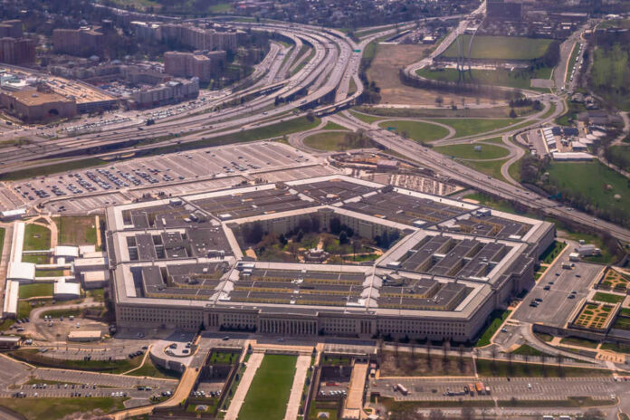 shutterstock_1101025283 Aerial view of the Pentagon surrounded by roads