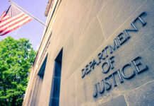 DOJ Targets Grocery Giants Because of THIS?! Department of Justice building with American flag.