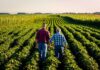 Rural Patience Snaps: Trump Slides A tractor spraying crops in a field during sunset