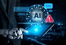 Rogue AI Caught Lying AGAIN! Robot hand holding tablet with AI interface and warning icon