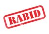 VIDEO: Rabid Beaver Terror At Packed Lake Red RABID stamp graphic with distressed texture on white background