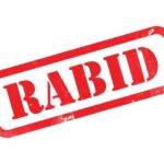 Red RABID stamp graphic with distressed texture on white background