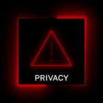 Alexa+ Free, But Loss of Privacy? A red neon privacy warning sign with an exclamation mark
