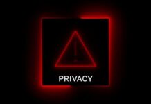 Alexa+ Free, But Loss of Privacy? A red neon privacy warning sign with an exclamation mark