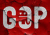 Trump Ally: GOP Doomed Cracked GOP logo on a red background.